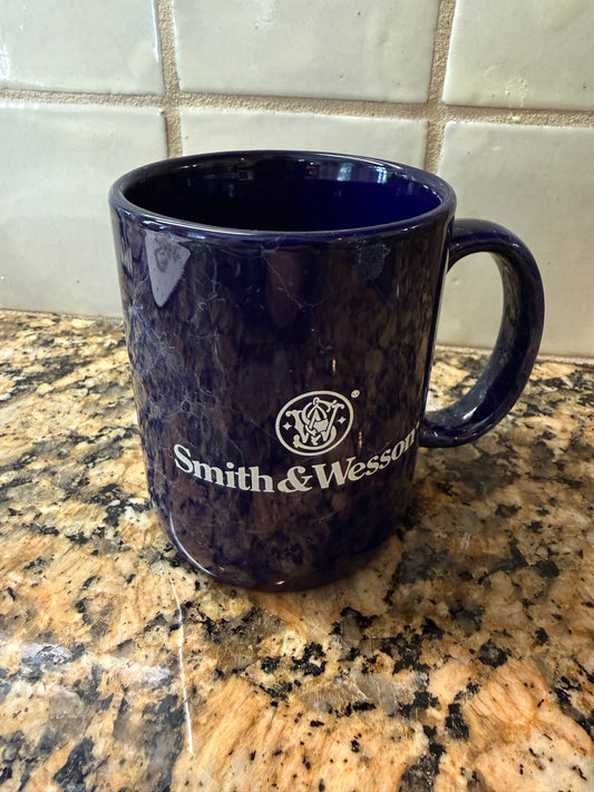 Smith & Wesson Logo 10oz Blue Marble Coffee Mug Stoneware (1496)
