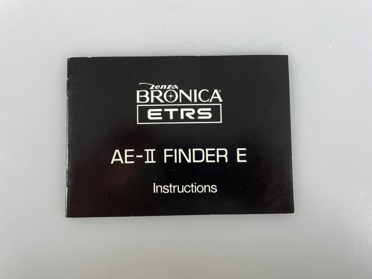 Zenza Bronica ETR AE-II Finder E Instructions Owner Manual Guide