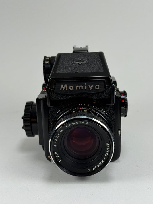 Mamiya 645J, AE Finder, Sekor C 80mm f2.8, 120 back Medium format camera kit