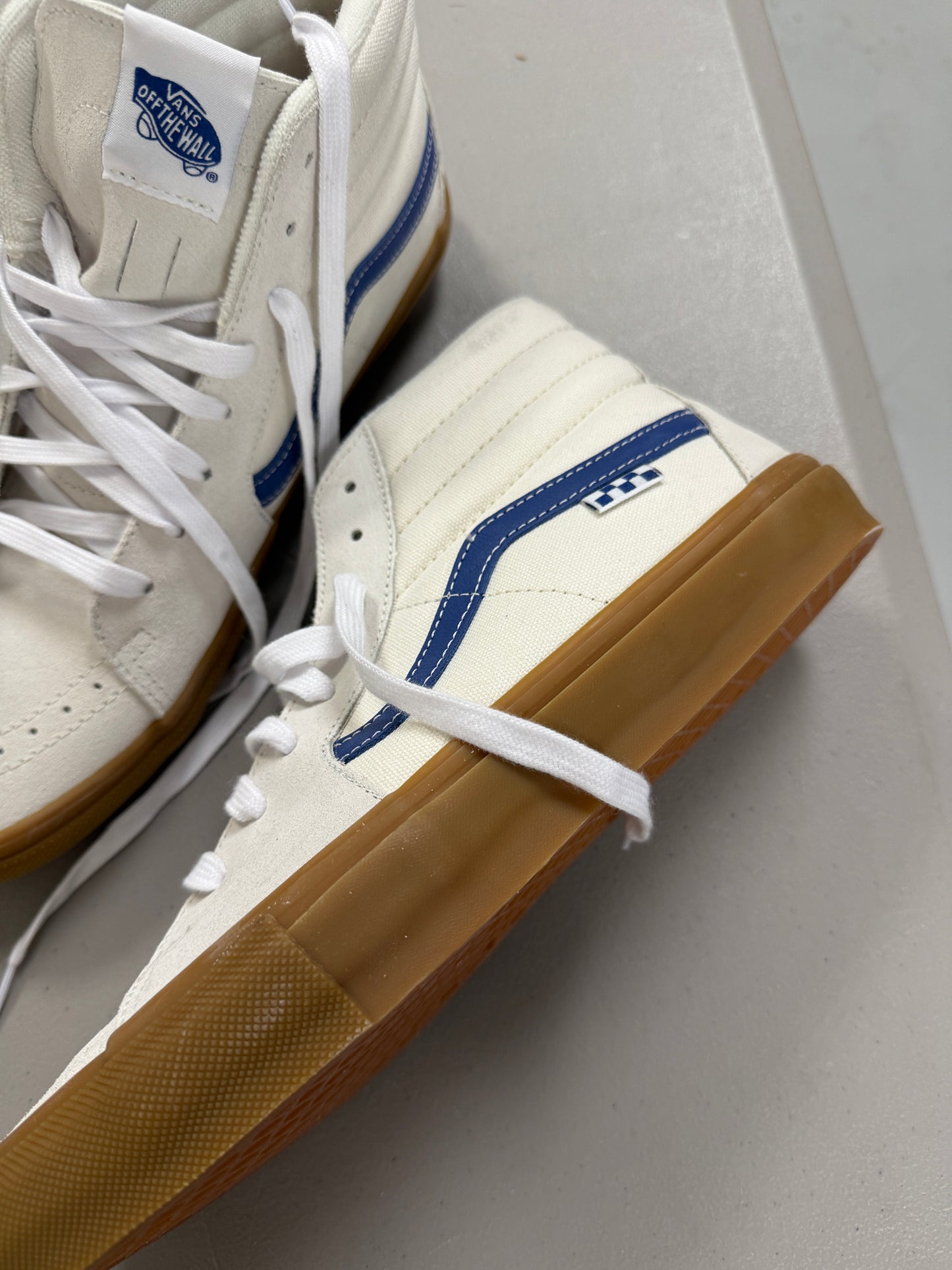 VANS Mens Size 11.5 Skate SK8-Hi high tops wearaway popcush white blue