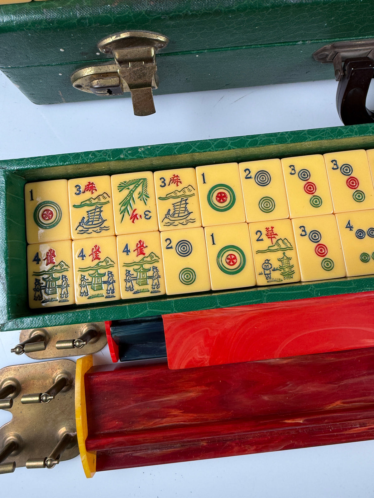 RARE Vintage Mahjong Mah Jong Jongg Bakelite Set with case 162 tiles