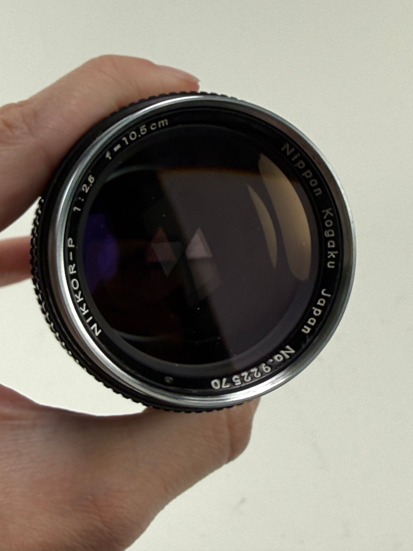 Nikkor P 10.5cm 105mm f2.5 Nippon Kogaku Japan Black Rangefinder S mount Lens