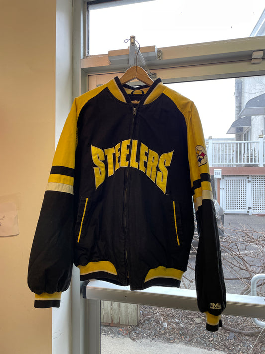 Vintage 90's Mirage Pittsburgh Steelers Throwback NFL Varsity Jacket XL Rare