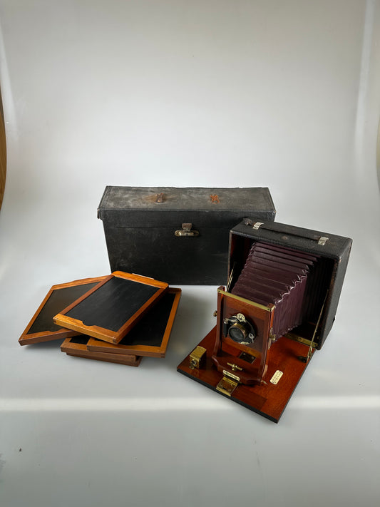 Century 5x7 View Camera w/ Red Bellows, Brass Lens, 5 film holders