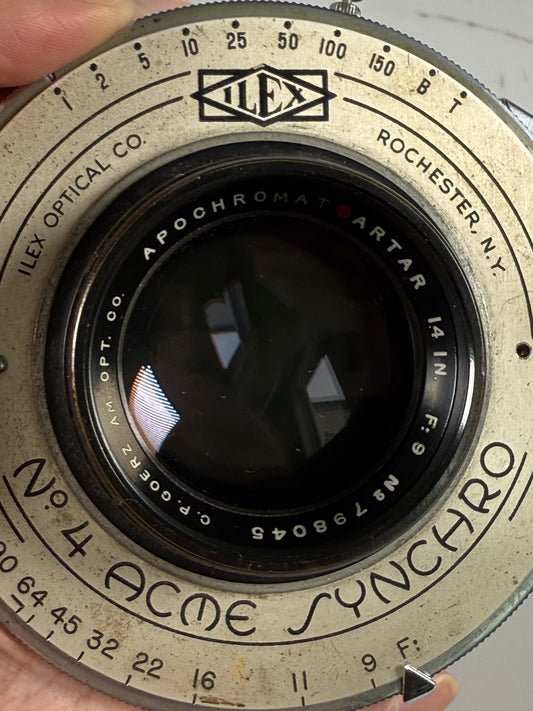 Goerz Red dot Apo Artar 14" [355mm] F9 Lens ILEX #4 shutter