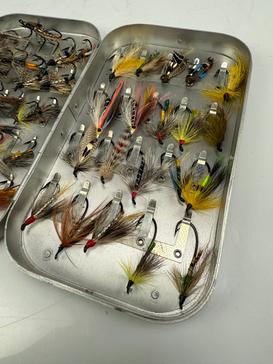 Richard Wheatley Silmalloy Aluminum Fly Box with Rat flies