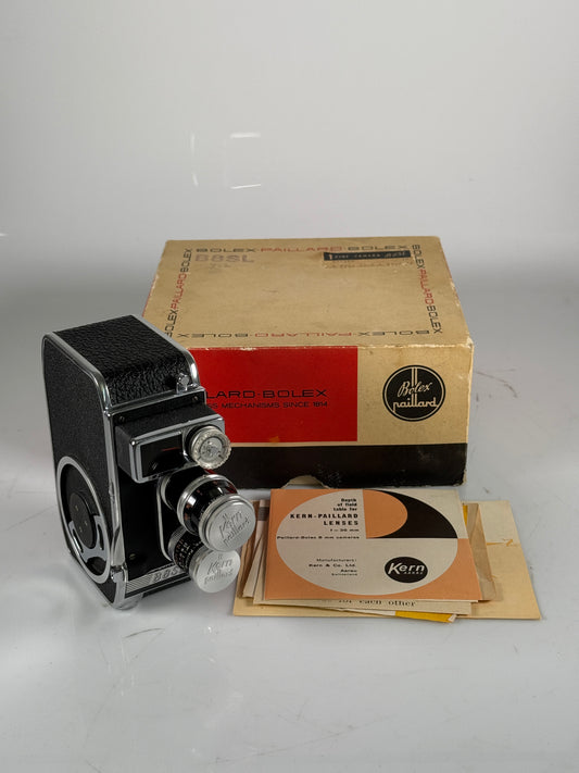 Paillard Bolex B8SL Double 8mm Movie Cine Film Camera w/ 13mm and 36mm Kern Yvar lens