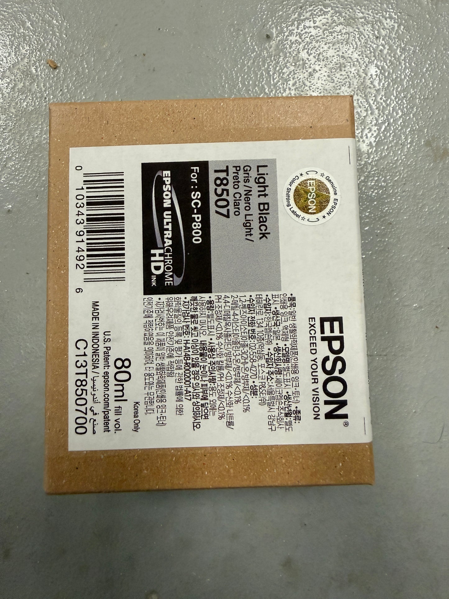 Genuine Epson T8507 Light Black Ultra Chrome HD Ink For SC-P800 Exp 2021