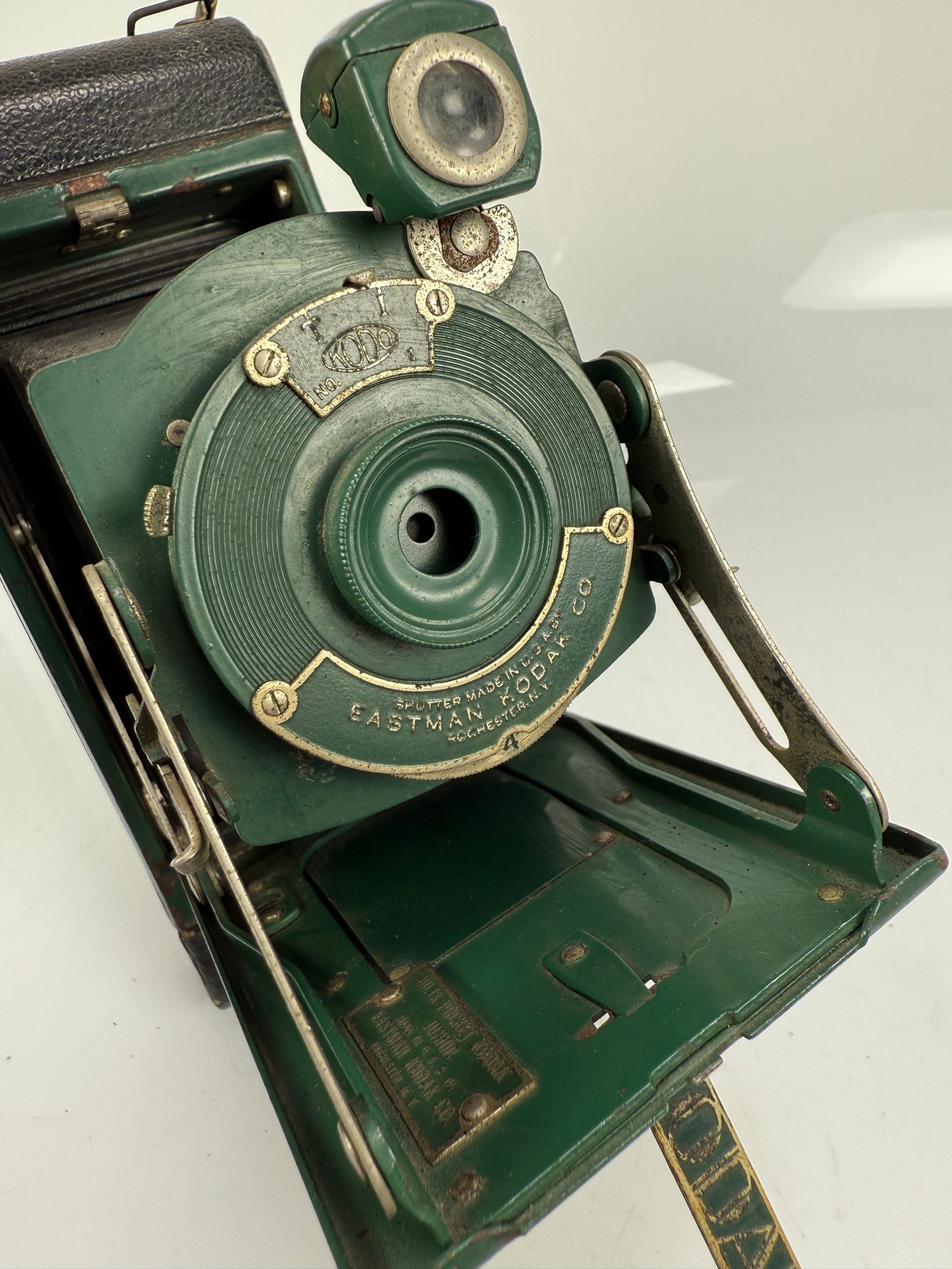 Kodak No. 1A Pocket Kodak Junior Green Folding Camera Black Bellows