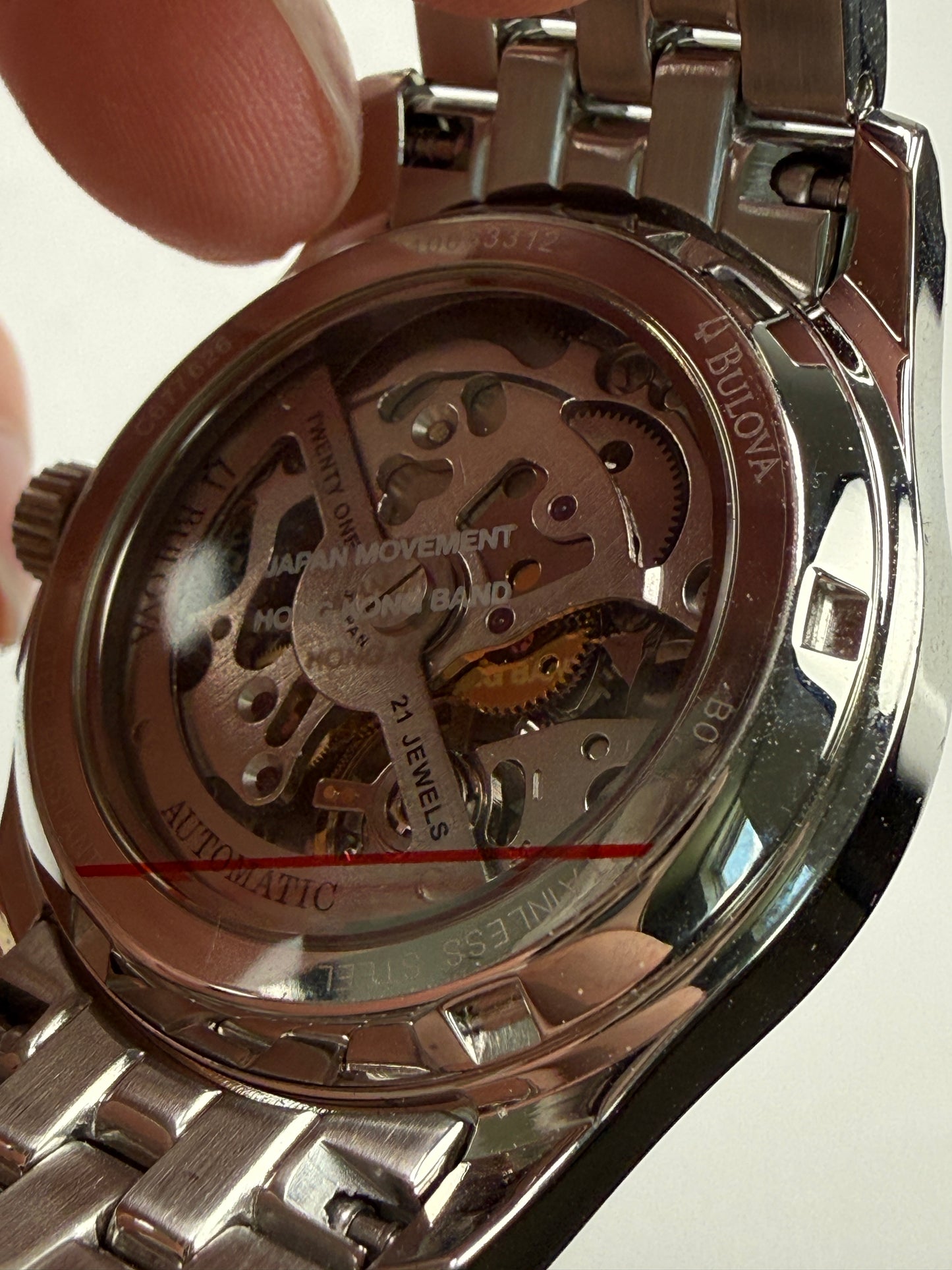 Bulova Ladies Skeleton Open Heart Mother of Pearl 44 Diamond Watch 21 Jewels NOS