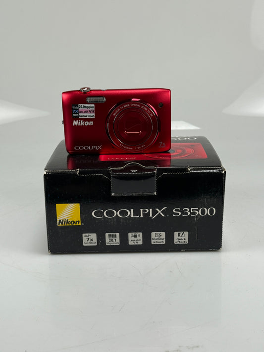 Nikon Coolpix S3500 20.1MP Digital Camera Red