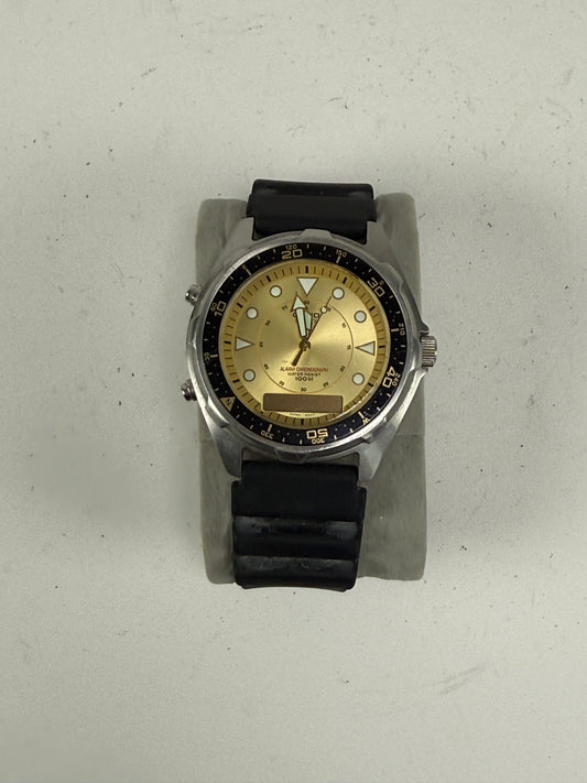 VINTAGE CASIO AMW-320R ANA-DIGI ALARM CHRONOGRAPH BEIGE/BLACK MEN'S WATCH