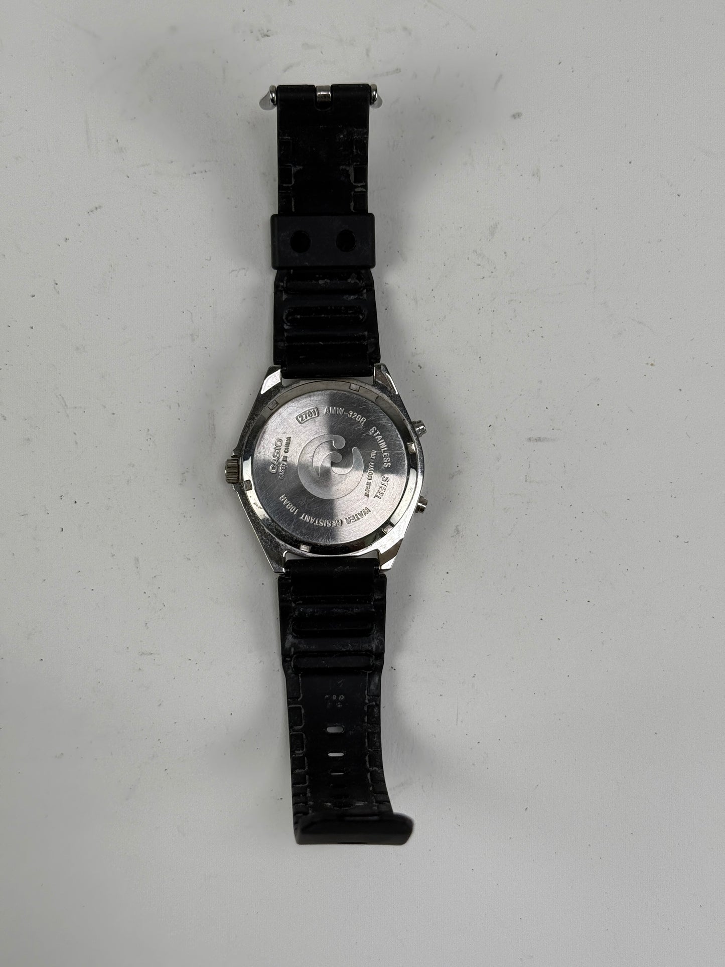 VINTAGE CASIO AMW-320R ANA-DIGI ALARM CHRONOGRAPH BEIGE/BLACK MEN'S WATCH