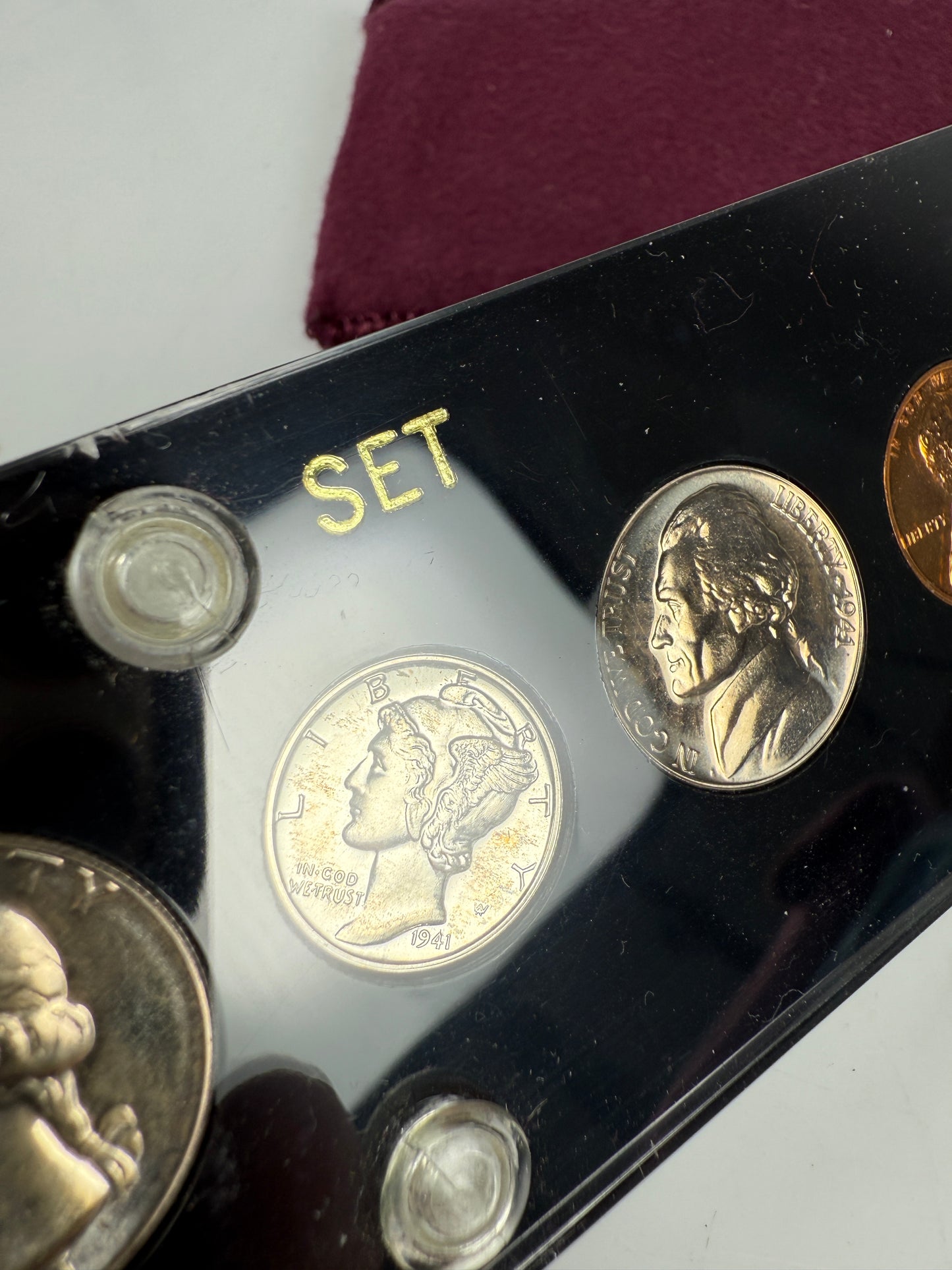 1941 US Mint Silver PROOF Set Gem Coins Black Capital Holder Display Box