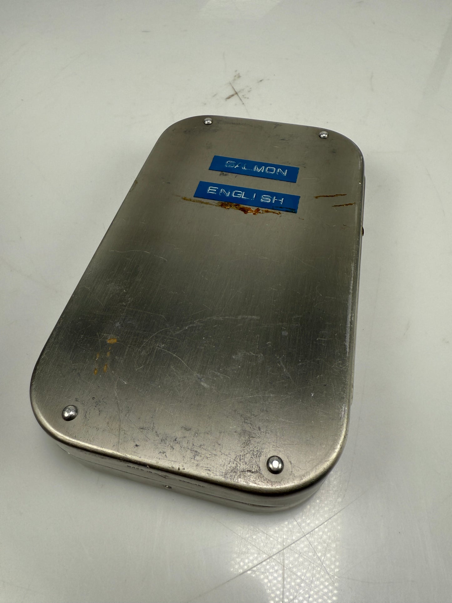 Richard Wheatley Silmalloy Aluminum Fly Box with vintage Salmon flies