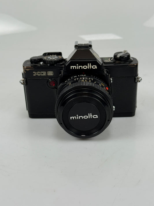Minolta XG-9 Black 35mm SLR Film Camera Body MD MC SR w/ 50mm f2 kit