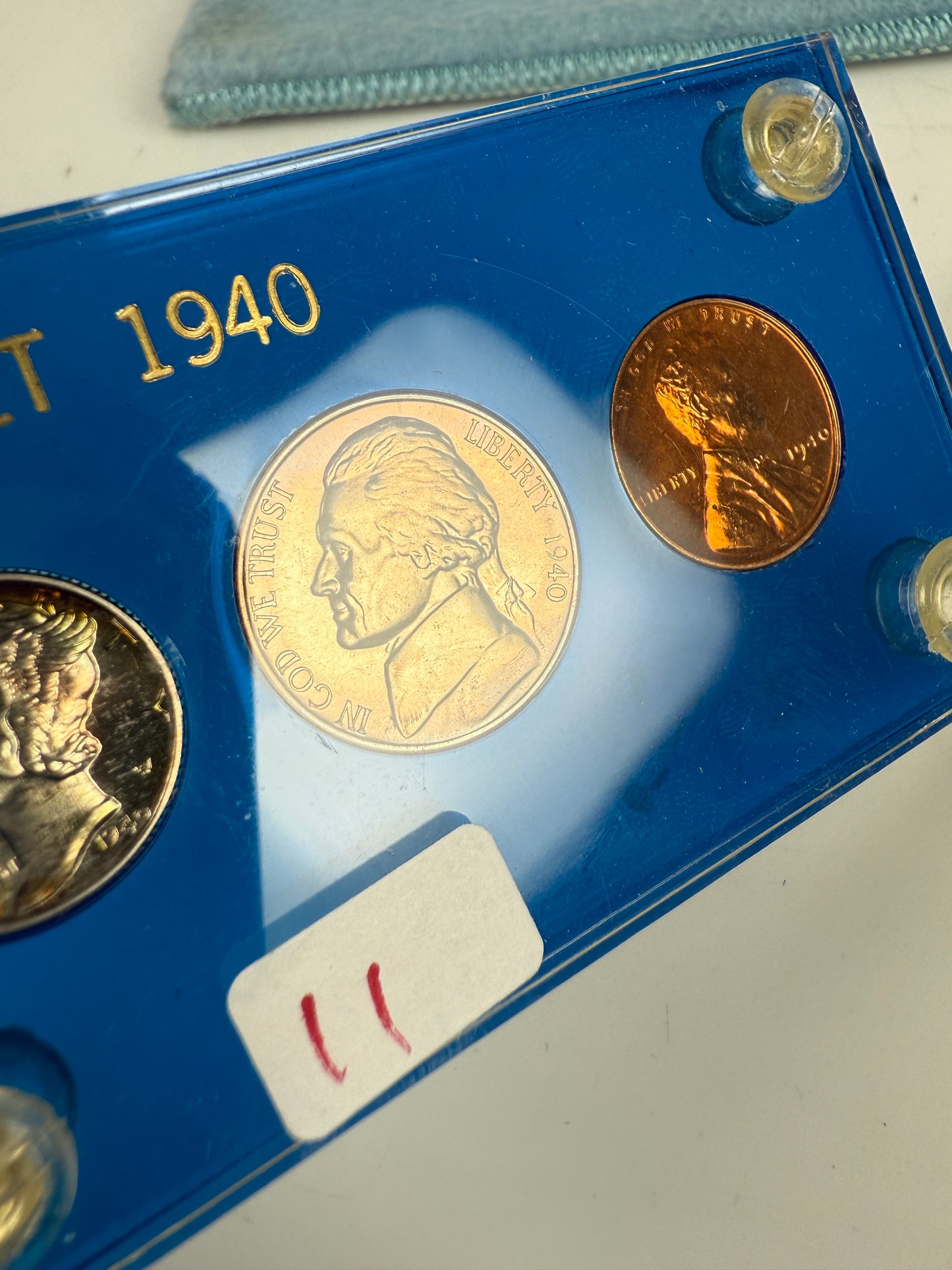 1940 US Mint Silver PROOF Set Gem Coins Blue Capital Holder Display Box