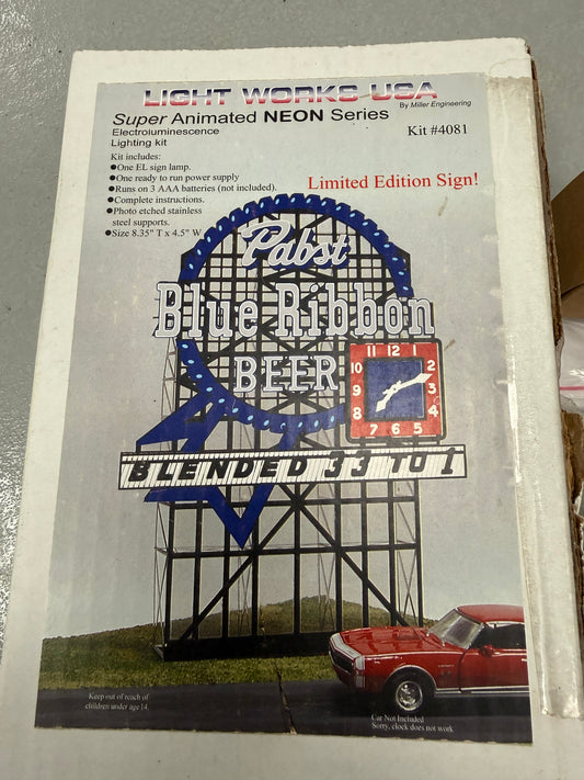 Pabst Blue Ribbon BEER - NEON BILLBOARD SIGN - HO Scale - LIGHT WORKS USA