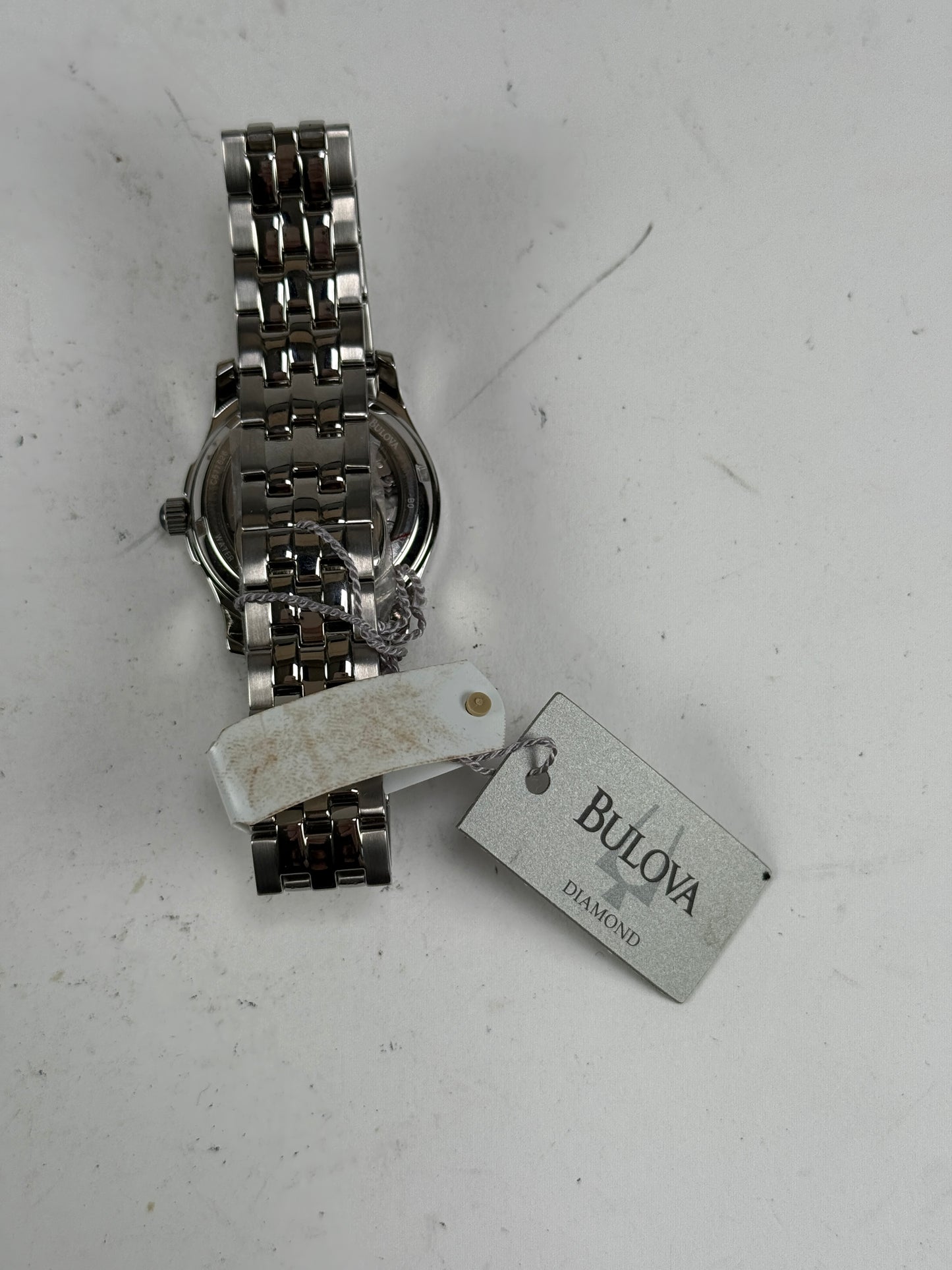 Bulova Ladies Skeleton Open Heart Mother of Pearl 44 Diamond Watch 21 Jewels NOS