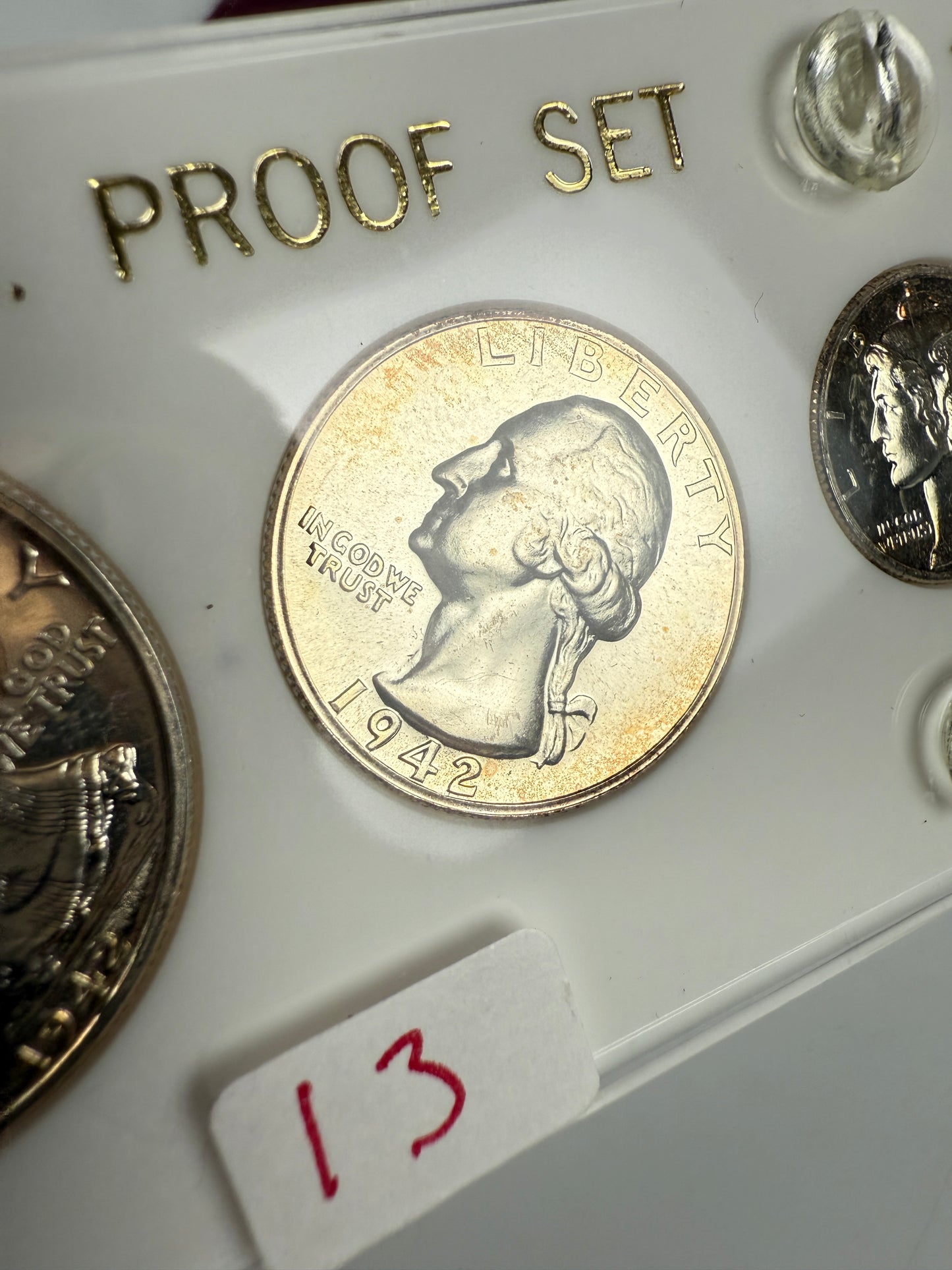 1942 US Mint Silver PROOF Set Gem Coins White Capital Holder Display Box