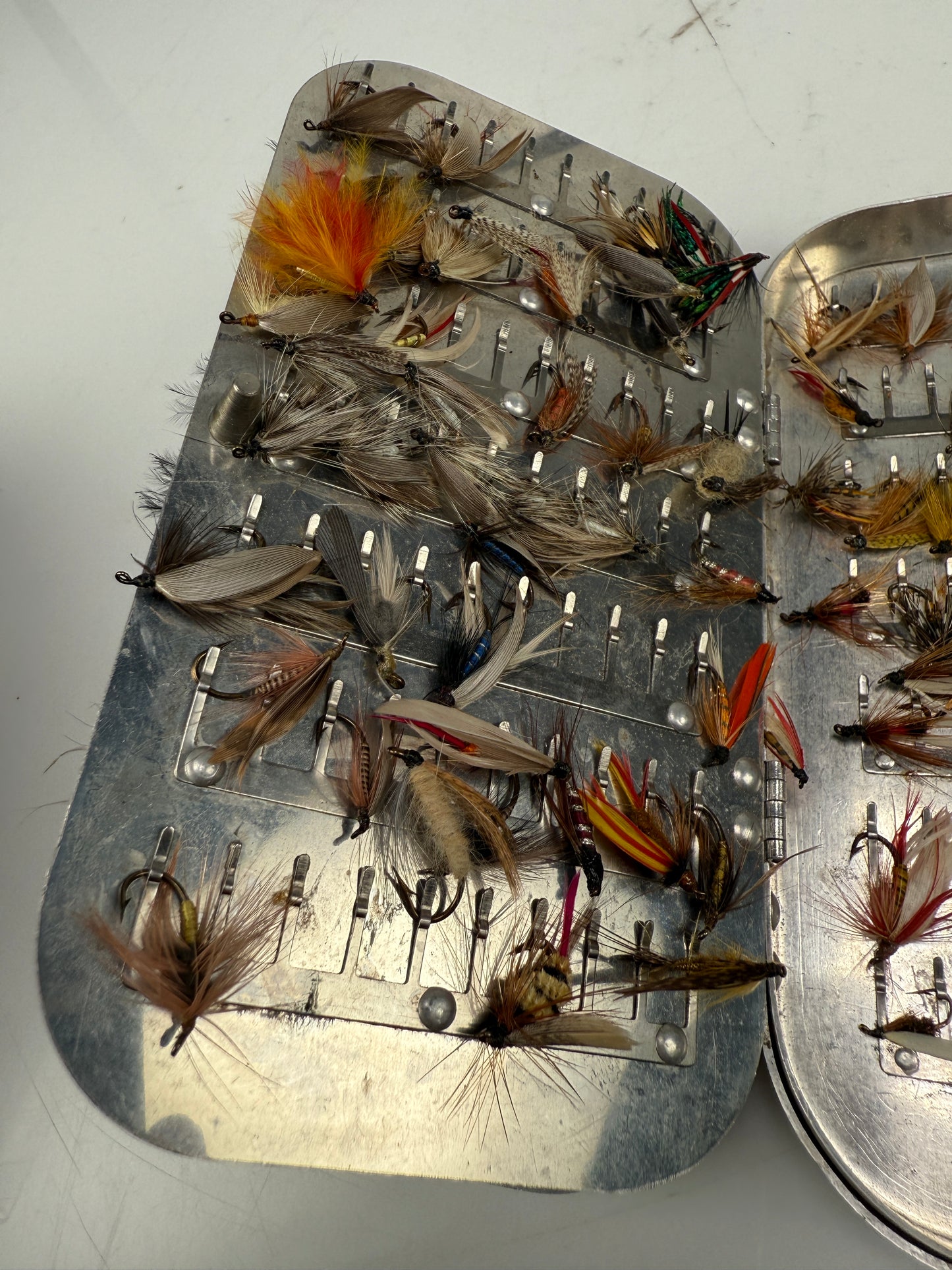 NICE! Vintage WEBER FLY BOX With hand Tied Flies