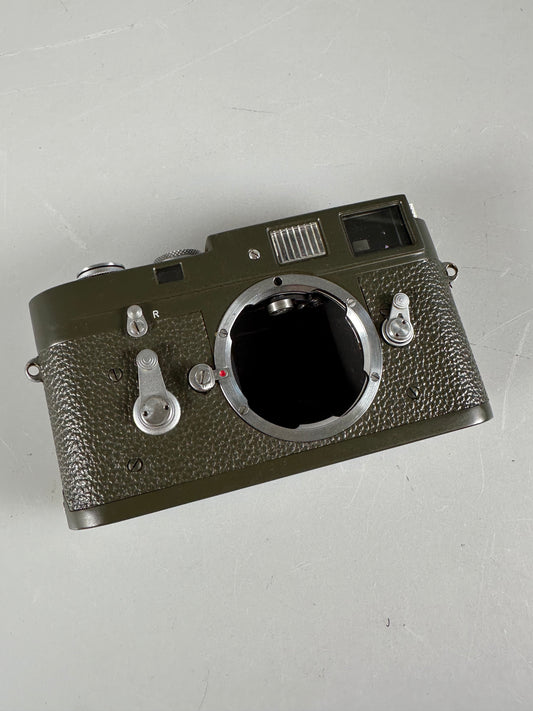 Leica M2 Safari olive 35mm rangefinder film camera body repaint w/ M4 style spool