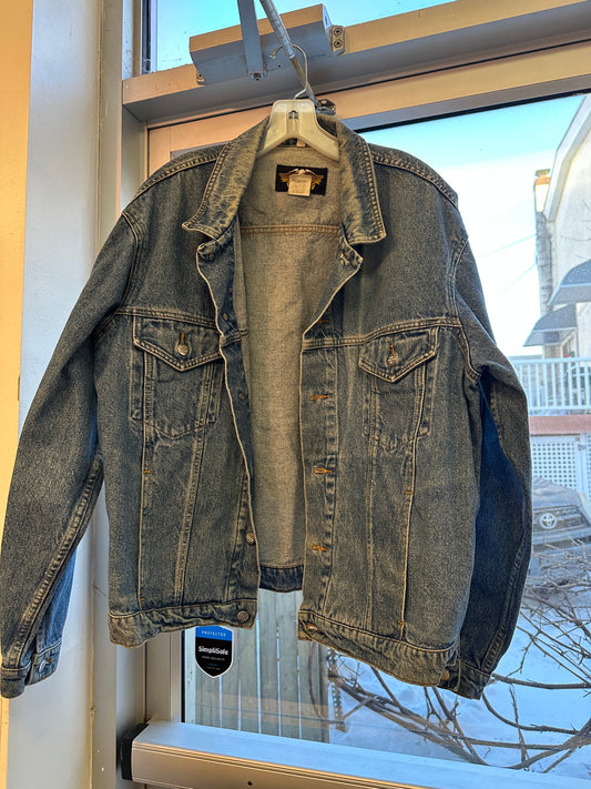 Vintage Harley Davidson Denim Jacket XL Born in the USA Eagle Ride