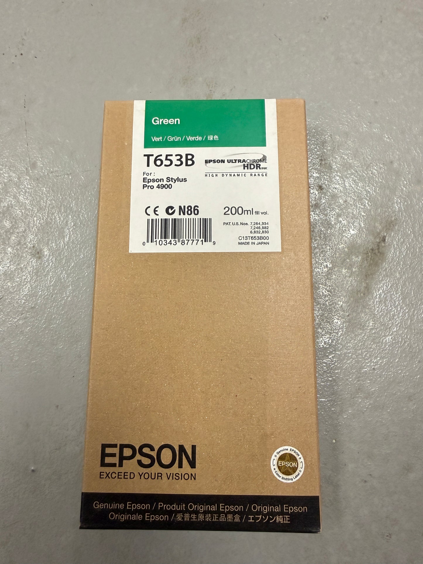 Epson T653B Green Ink 200ML For Epson Sylus Pro 4900 OEM Sealed In Retail Box