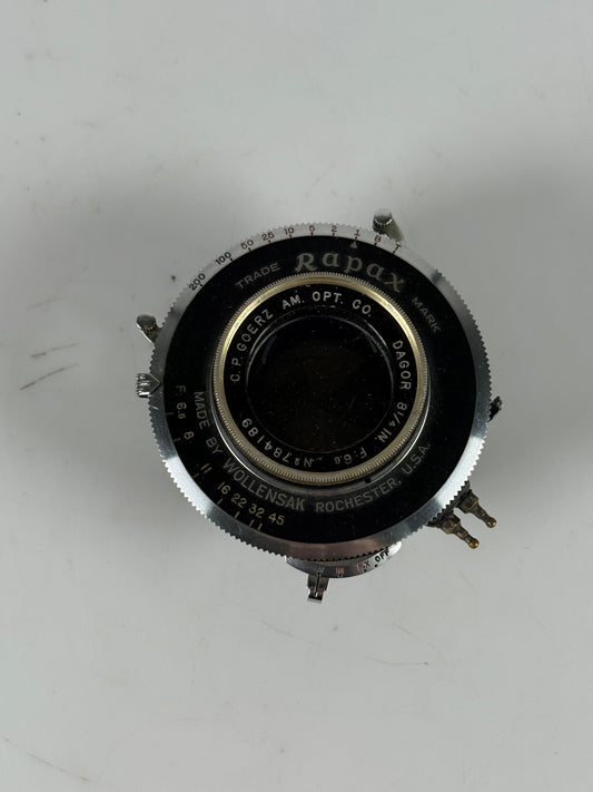 Goerz Golden Gold Rim Dagor 8 1/4" 210mm F6.8 Lens in #1 Shutter