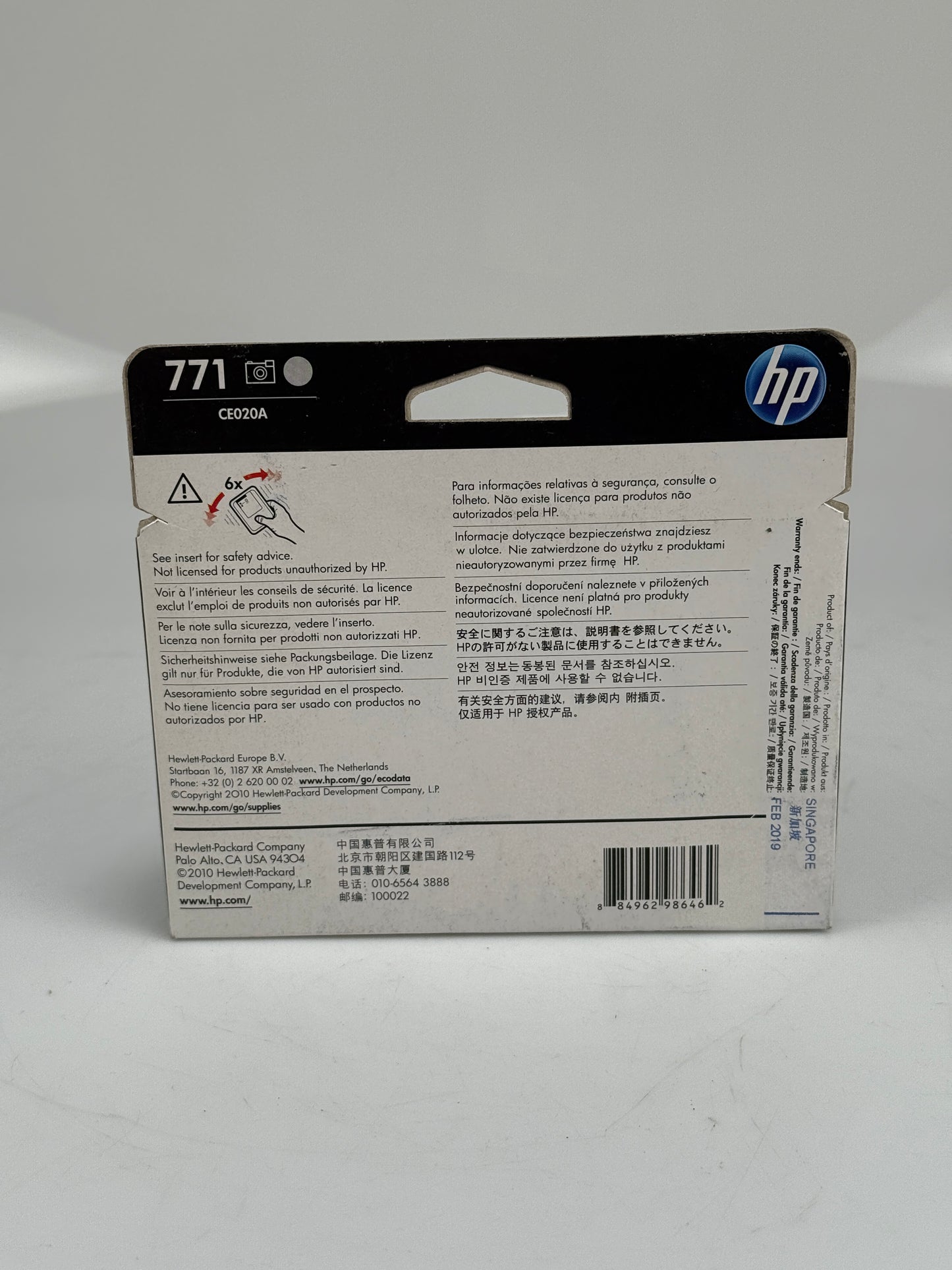 HP Genuine Printhead 771  Photo Black & Light Gray - CE020A EXP. 2019
