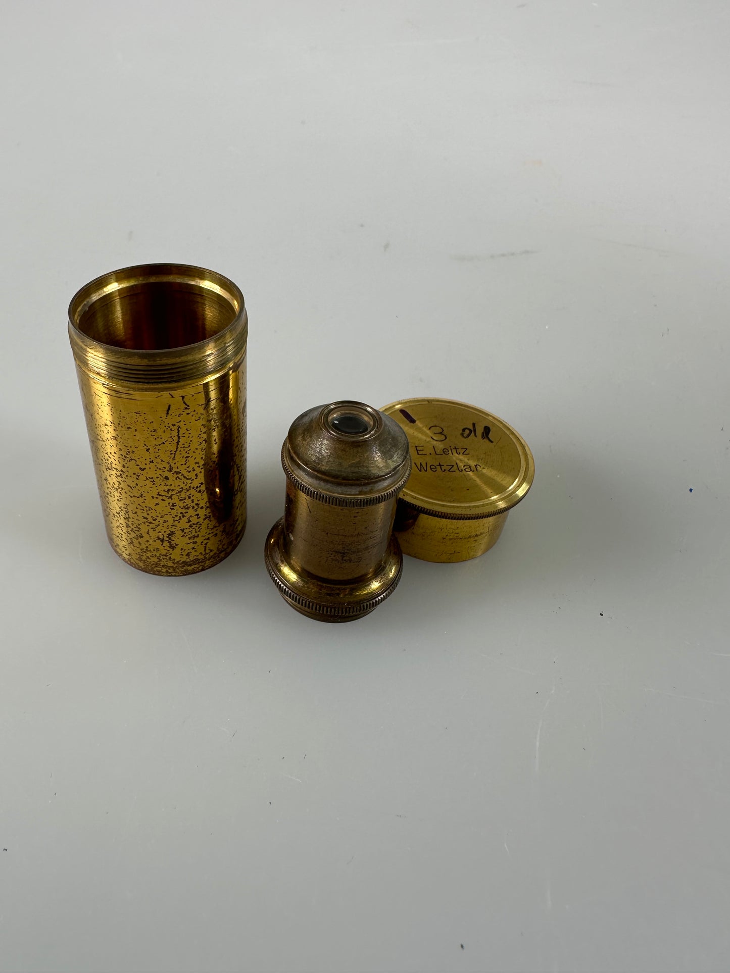 Leica LEITZ Wetzlar Brass Microscope lens OBJECTIVE 3 Early