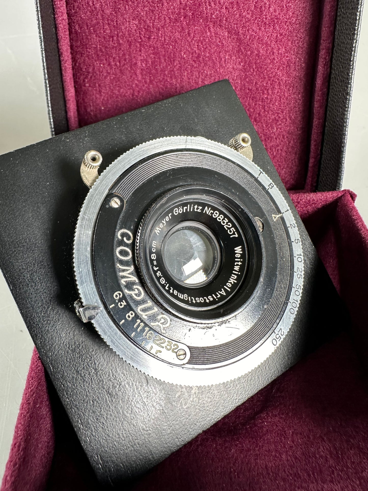 Hugo Meyer Gorlitz Aristostigmat 8cm 80mm f6.3 lens in compur shutter