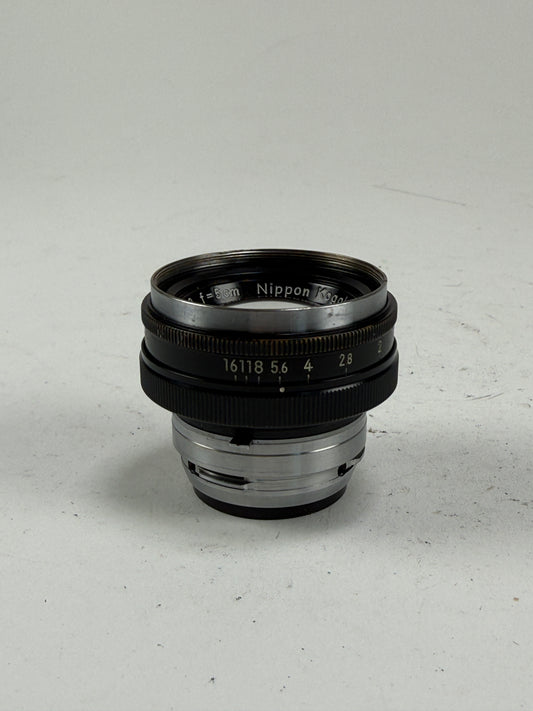 Nikon Nikkor H 5cm 50mm f2 S Mount Lens black
