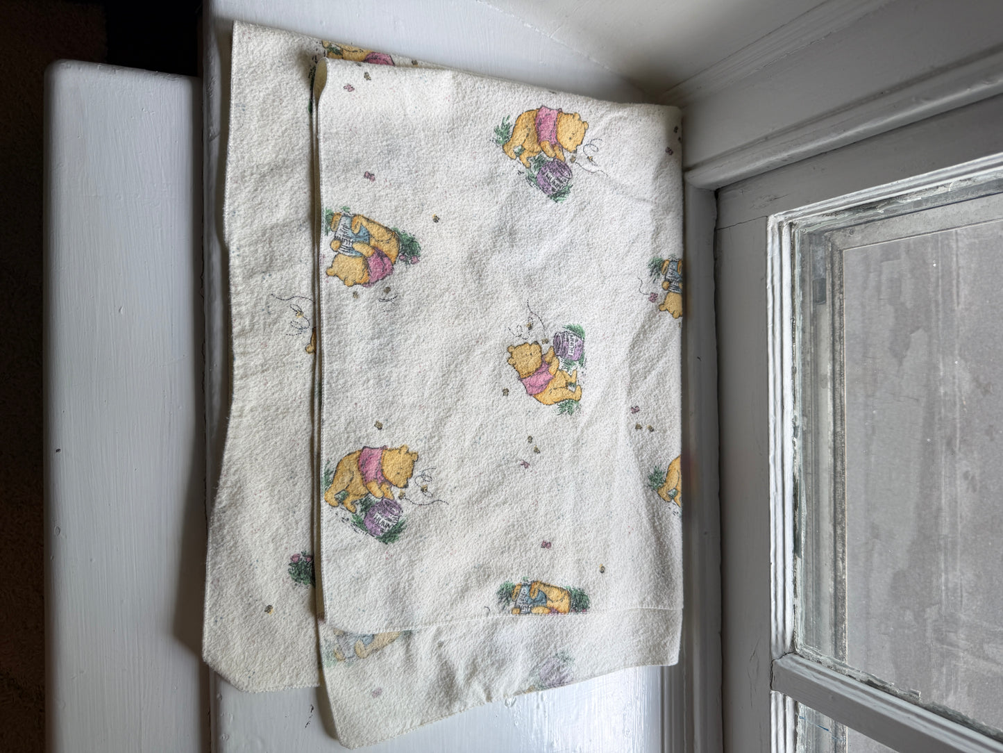 VTG Lot 2 Winnie The Pooh Disney Blankets Receiving Bedding Baby Honey Pot Bear