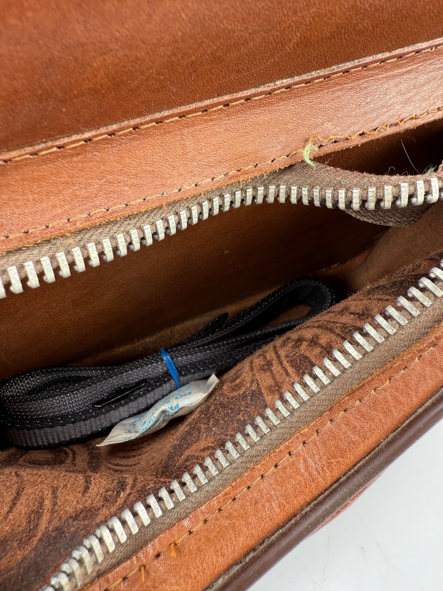 Vintage Genuine Brown Leather Camera Case Bag Mayan chichen Itza Mexico