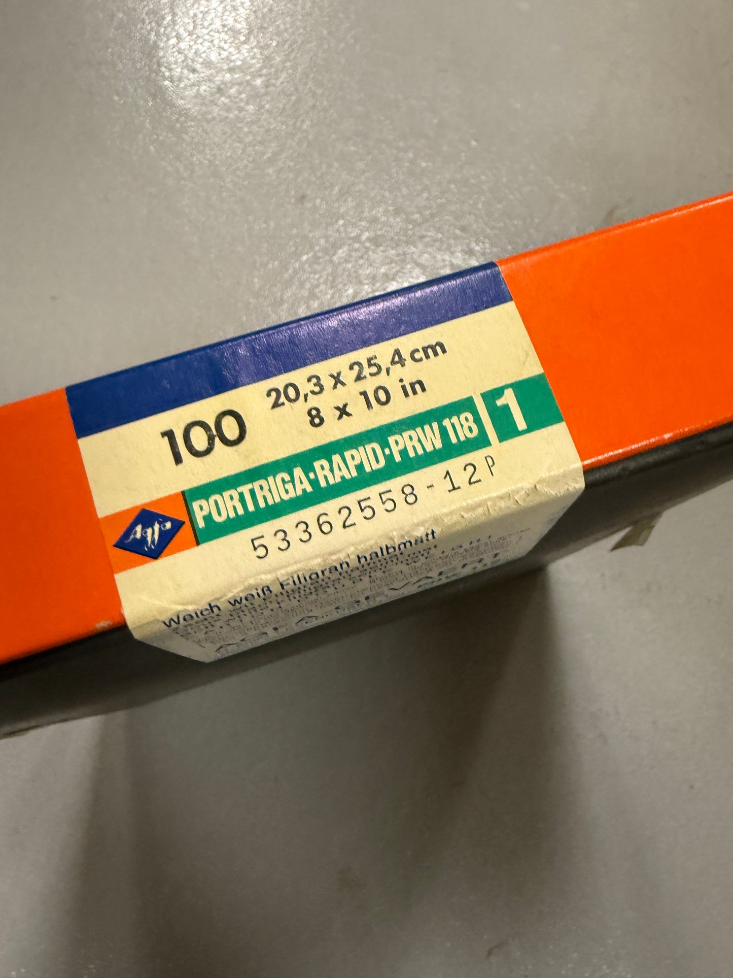 Agfa Portriga Rapid Photo Paper 100 Sheets 8x10 inch PRW 118 1
