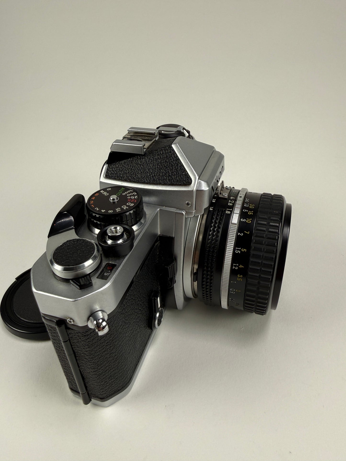 Nikon FE Chrome 35mm SLR Film Camera Body w/ 50mm f1.8 ai