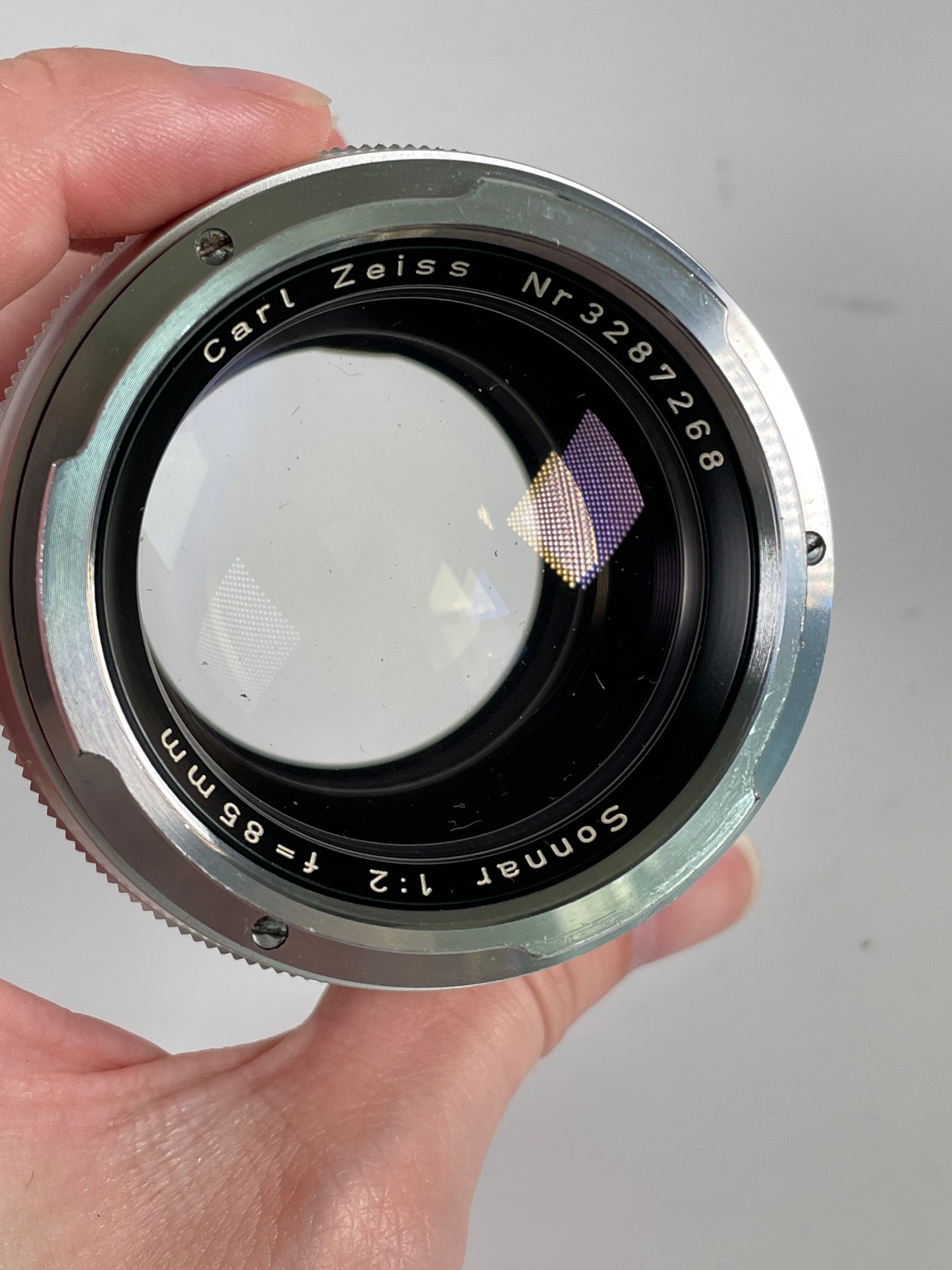 Zeiss 85mm f2 Sonnar Lens for Contarex bullseye camera silver chrome