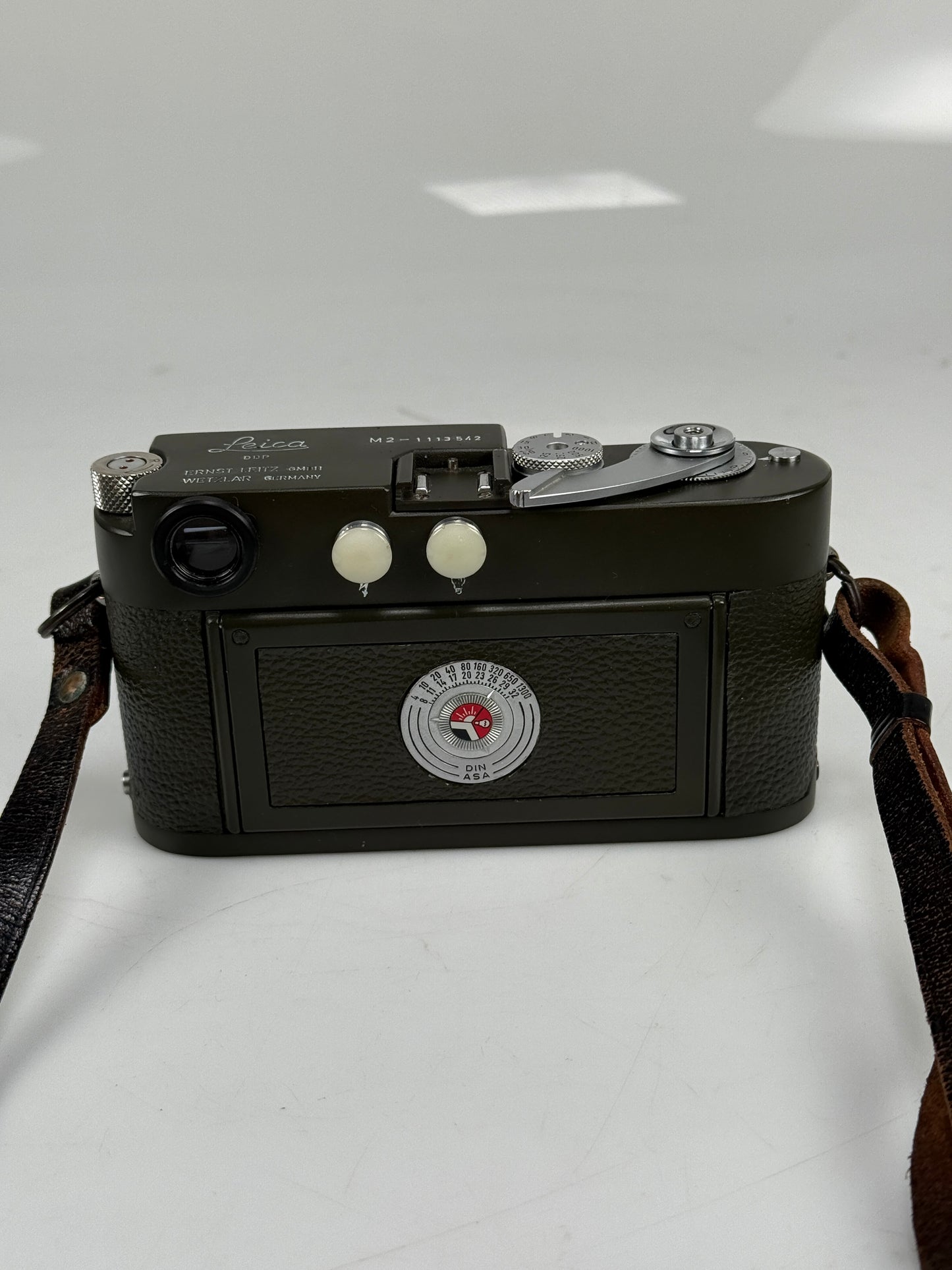 Leica M2 Safari olive 35mm rangefinder film camera body repaint w/ M4 style spool