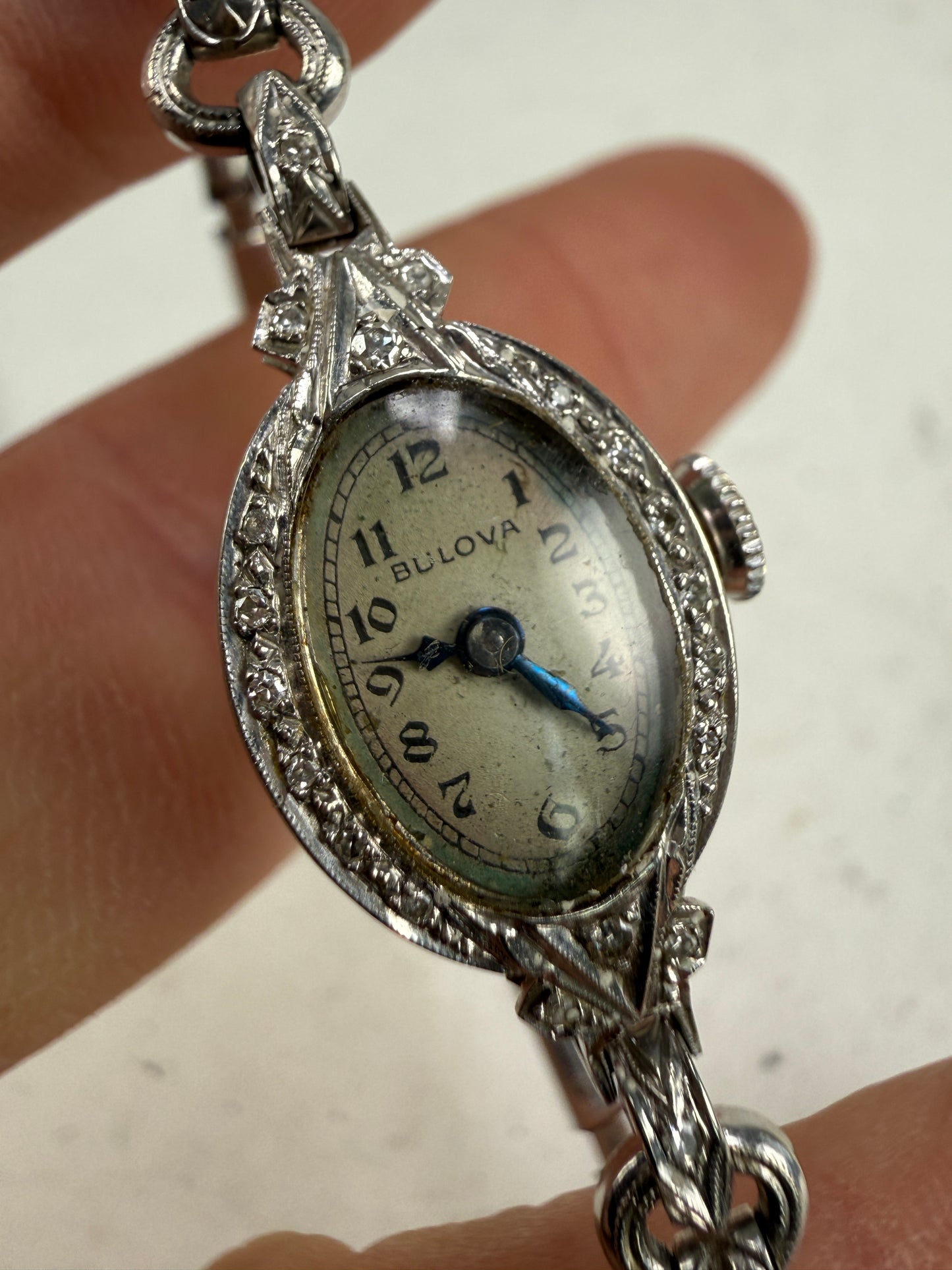 Vintage Ladies BULOVA Diamond 14k gold Watch white gold