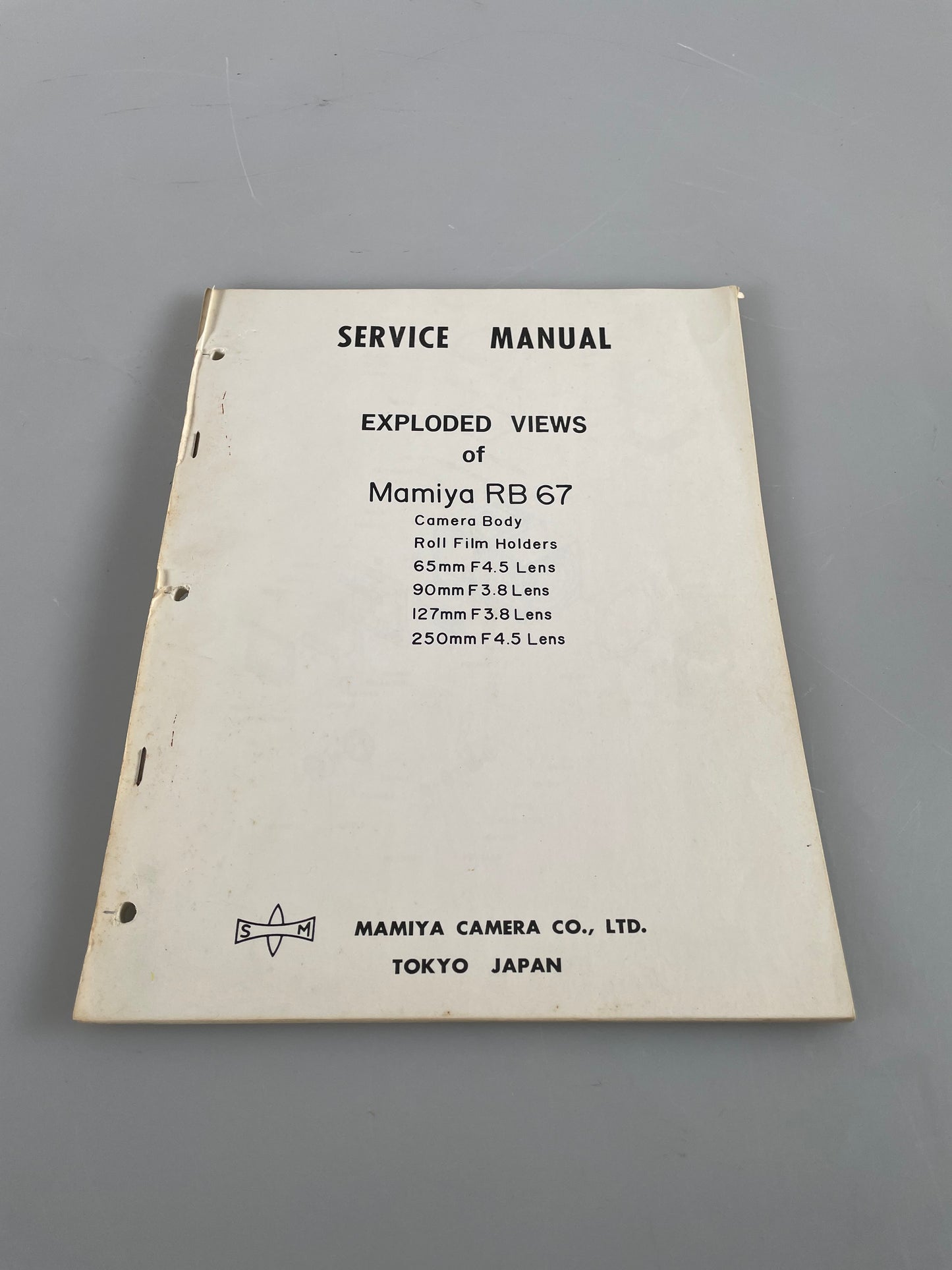 Mamiya RB67, 65mm, 90mm, 127mm, 250mm Service Repair Manual exploded view