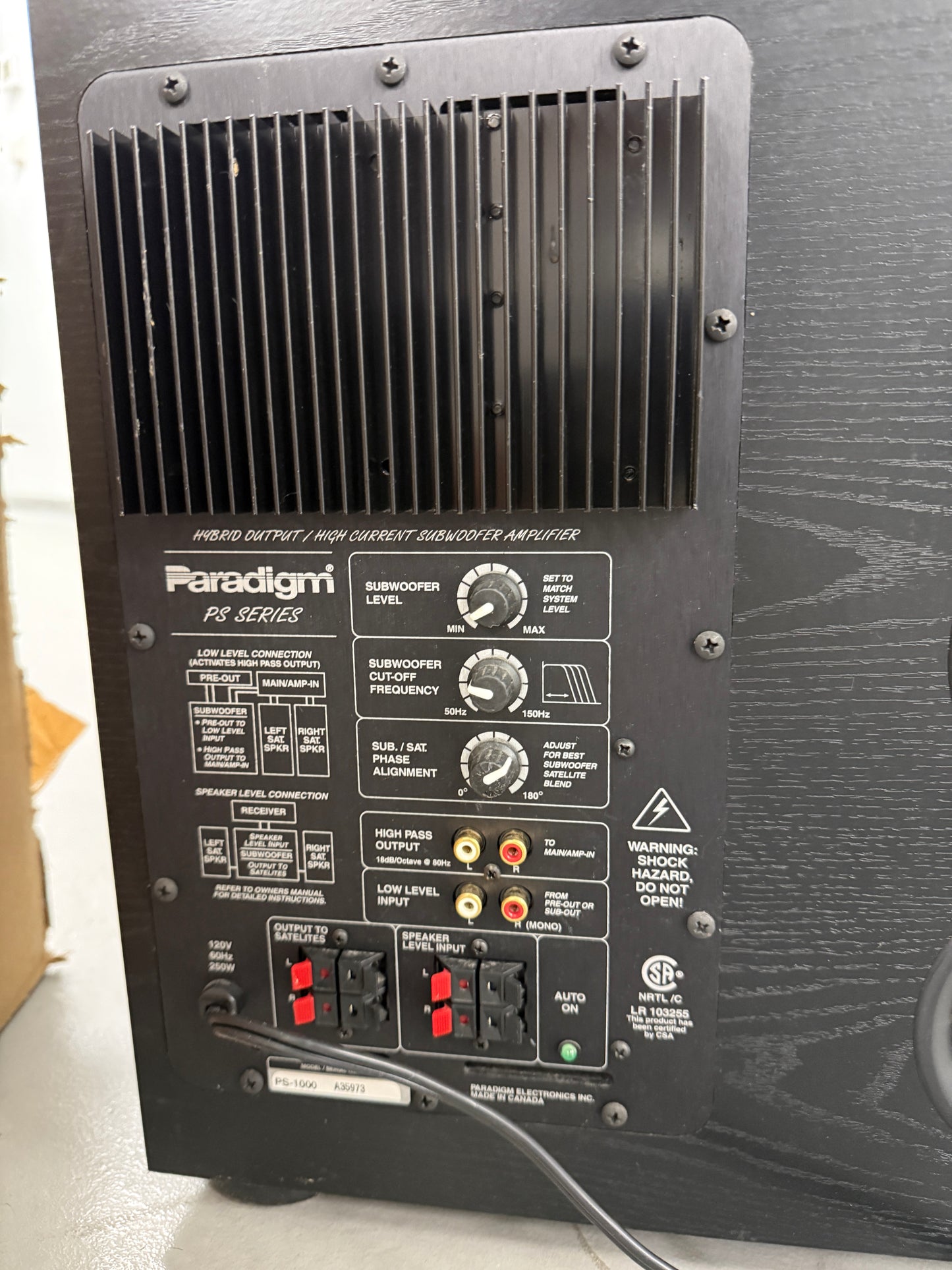 PARADIGM PS Series PS-1000 V.3 Subwoofer