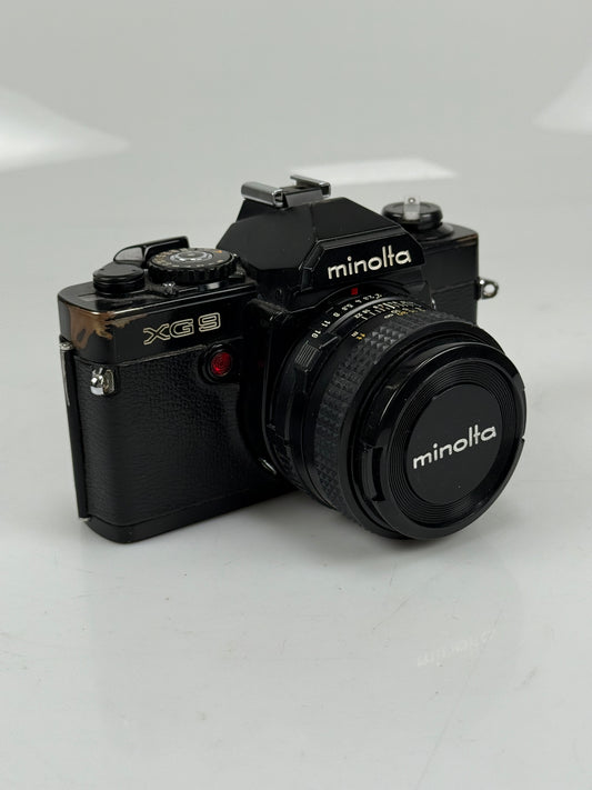 Minolta XG-9 Black 35mm SLR Film Camera Body MD MC SR w/ 50mm f2 kit