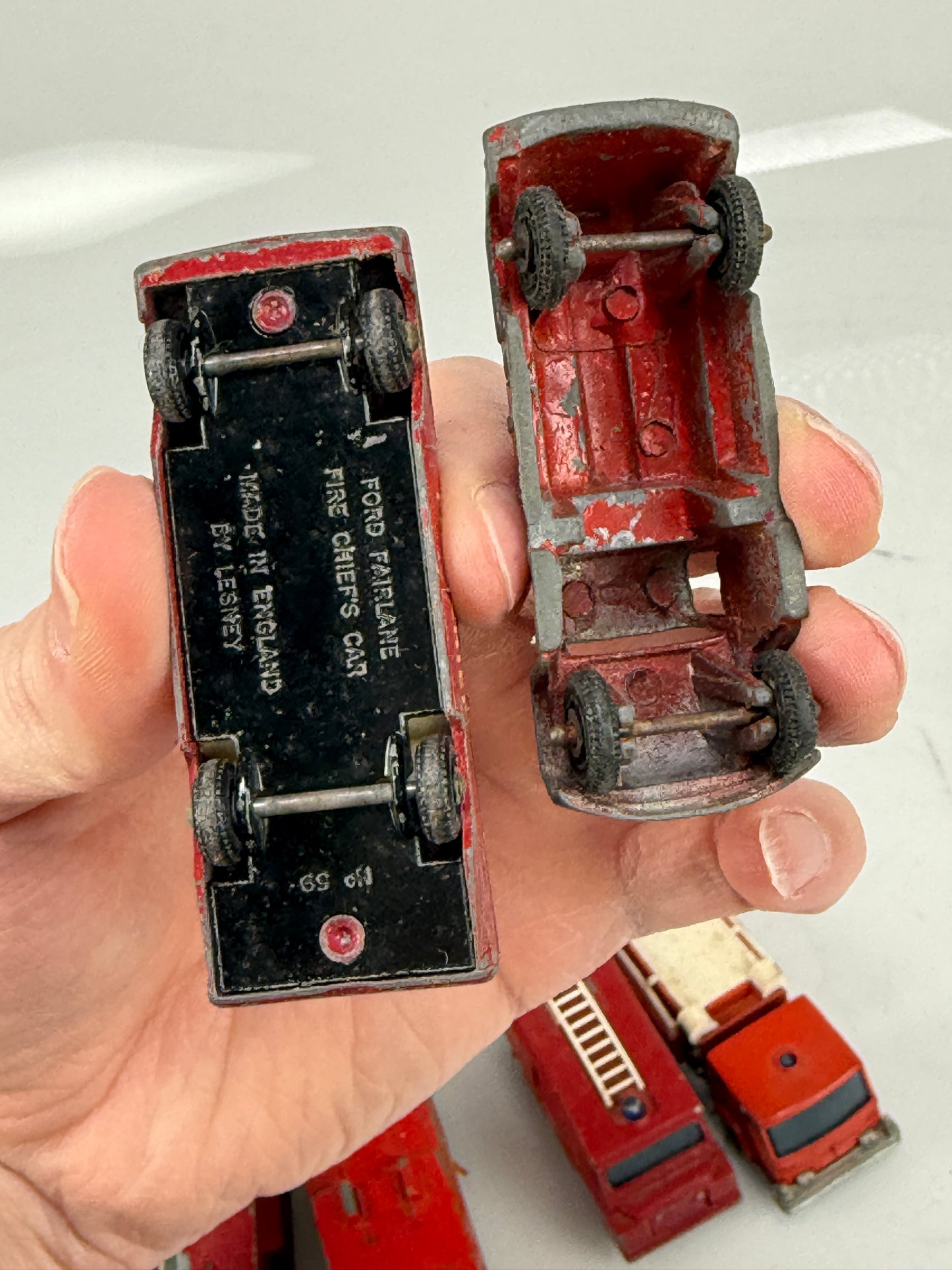Lesney Matchbox lot of 7 toy cars Fire Engine, Chief 15, 35, 57, 29, 59, 9