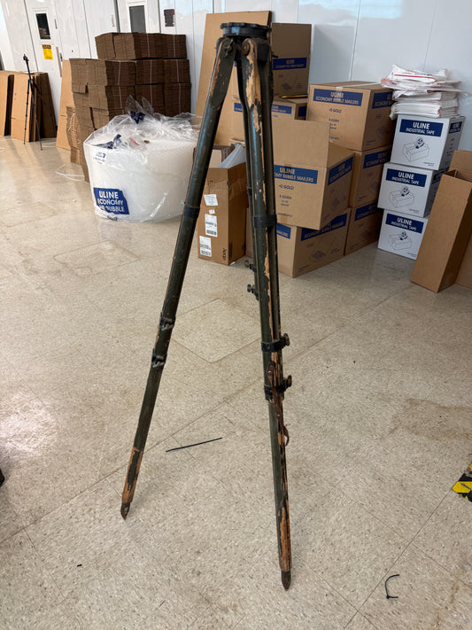 Vintage Keuffel & Esser K&E Surveyor Wood Brass Transit Tripod 3 1/2x8 Green military