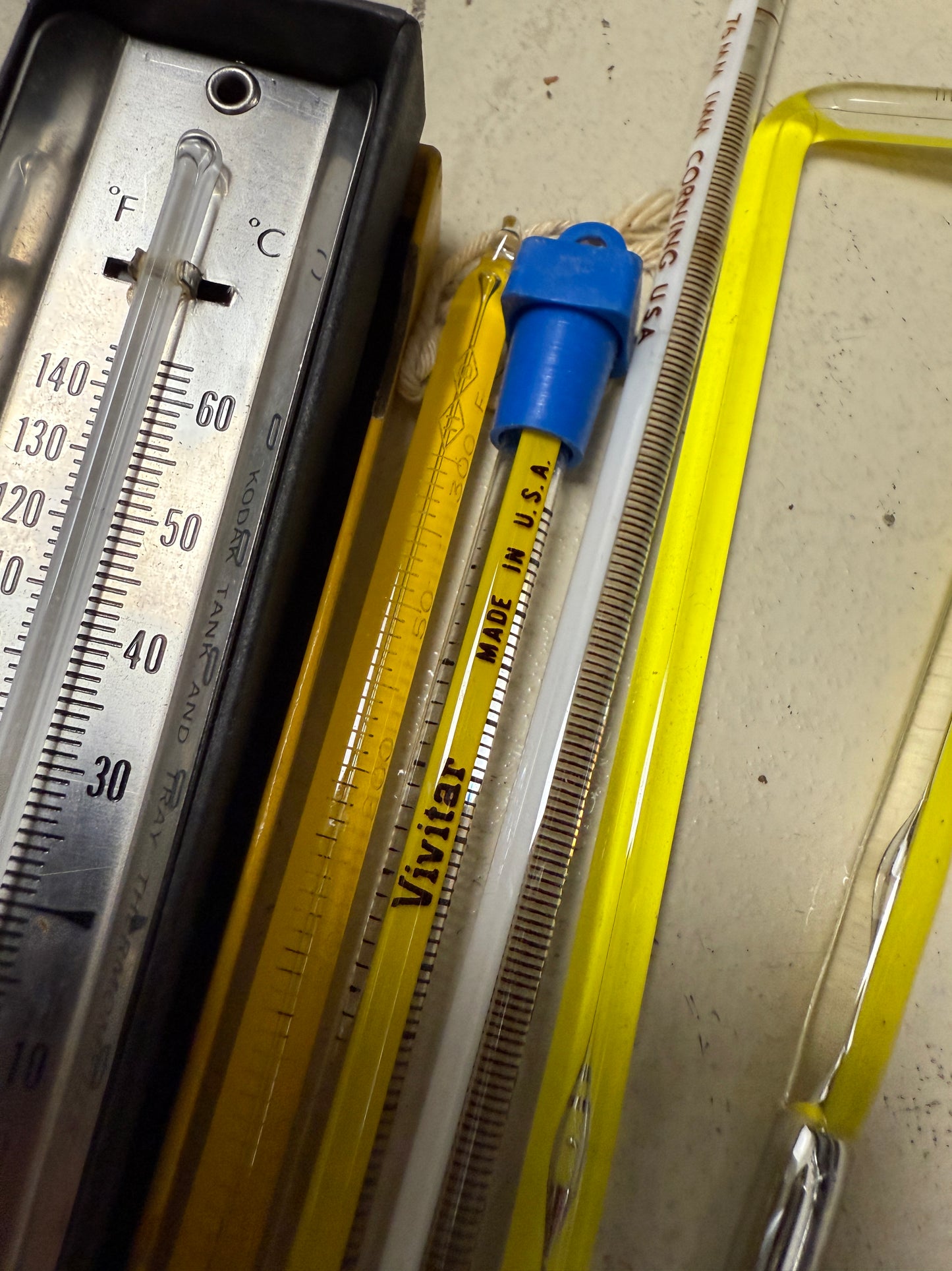 Large lot of Thermometer for Film Photograhy Dark Room Kodak, ansco, Vivitar, Kessler, Corning