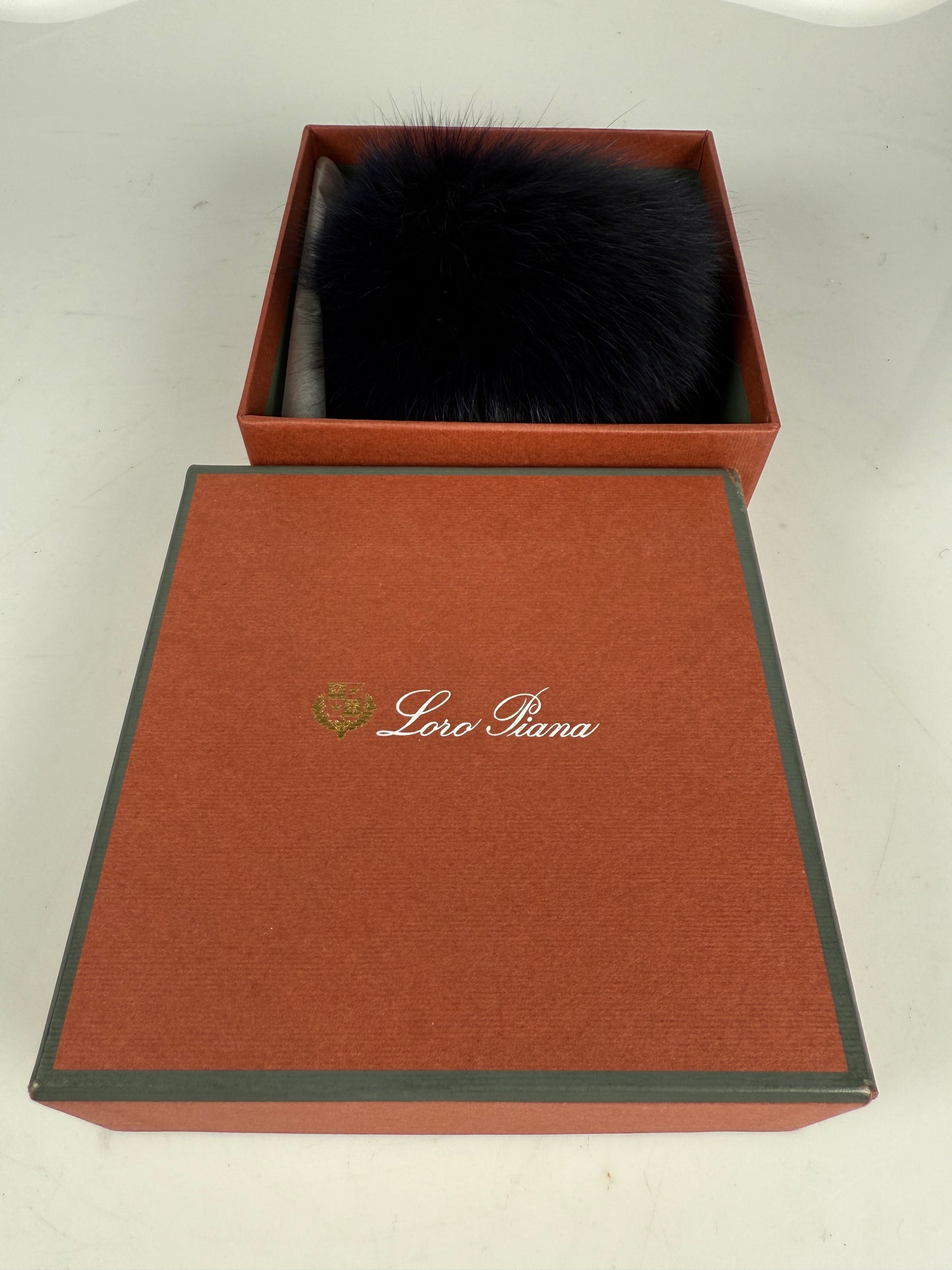 Loro Piana Baby Cashmere Cable Knit Beanie Hat, Navy Blue, One Size with shadow fox pompon