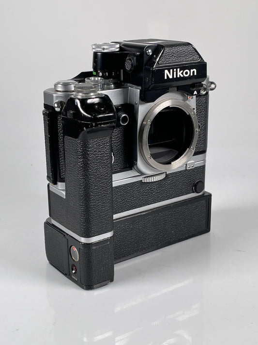 Nikon F2A Photomic SLR Film Camera silver with MD-2 and MB-1 motor