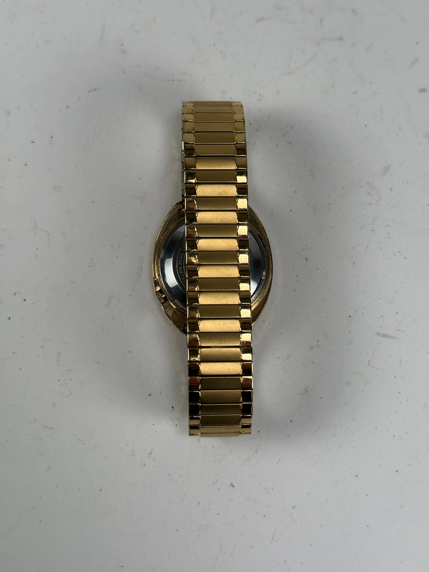 Seiko Electronic EL-370 Watch Men 38mm Champagne Dial Gold Tone Daydate