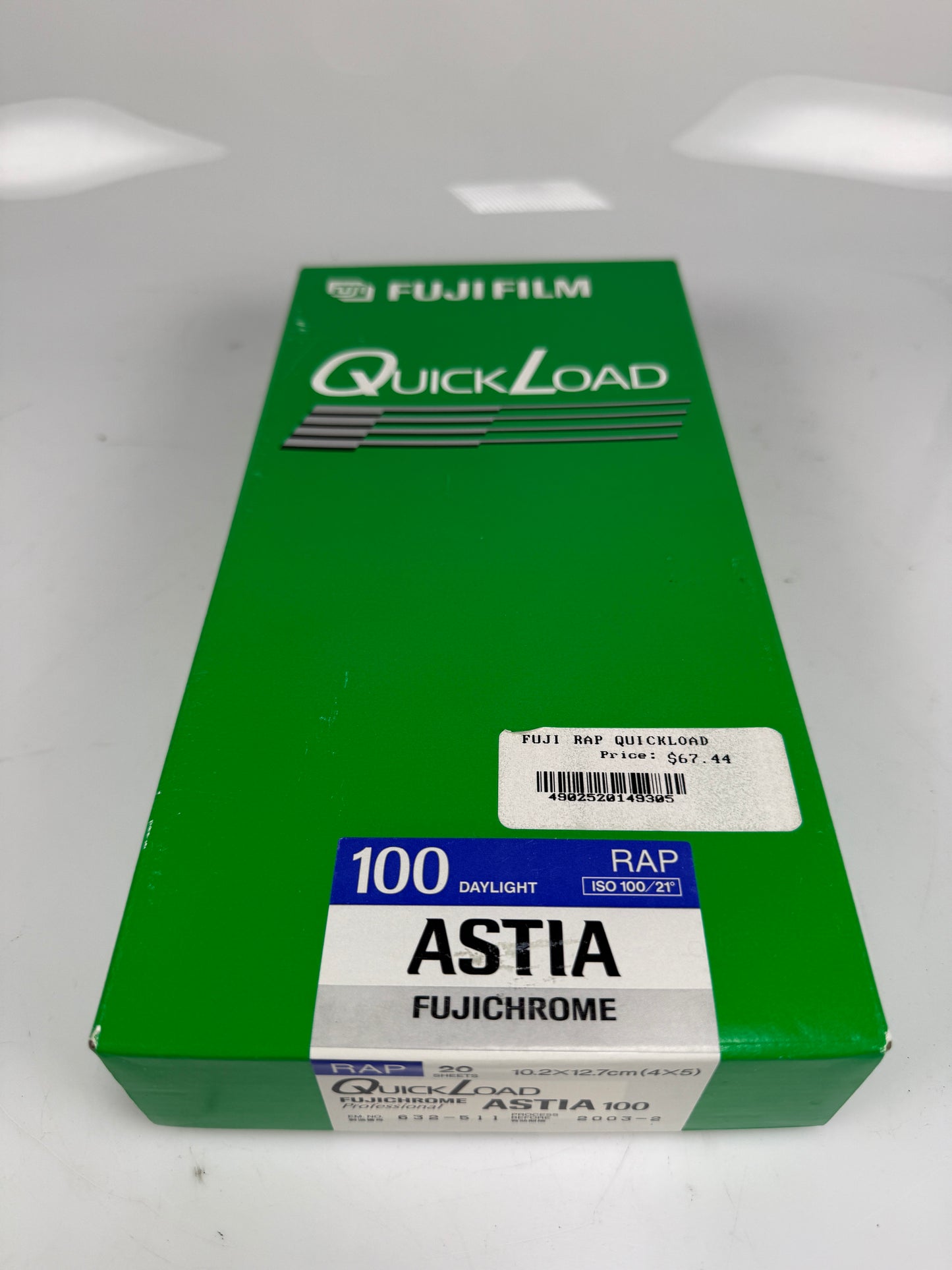 Fujichrome Astia 100 RAP QuickLoad 8 sheets of 4x5 film